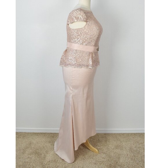 Ignite Evenings Cap Sleeve Sequin Lace Mock Two Piece Dress - 18 - Picture 8 of 9